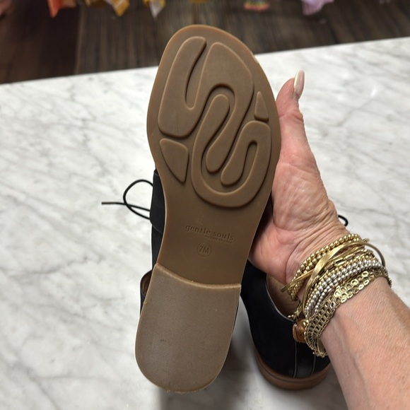 Gentle Souls Black Suede Leather Strappy Open Toe Gladiator Style Sandal Size 7 - Picture 8 of 8